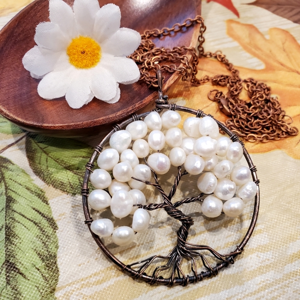 B26 Genuine Pearls Tree of Life Necklace